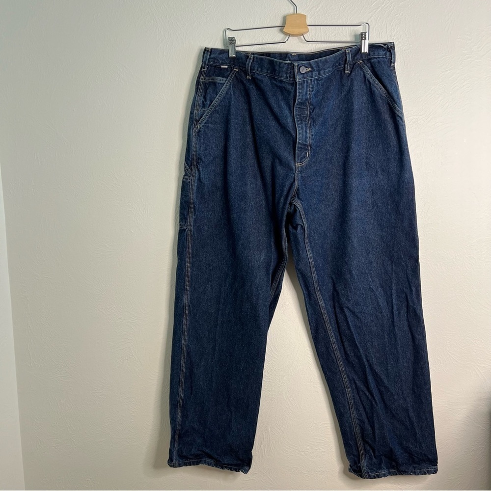 Carhartt Mens FR  Blue Cotton Flame Resistant Carpenter Denim Jeans Size 42x32